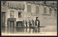 Old postcard Paris, Floods 1910, Raft Quai de Billy 