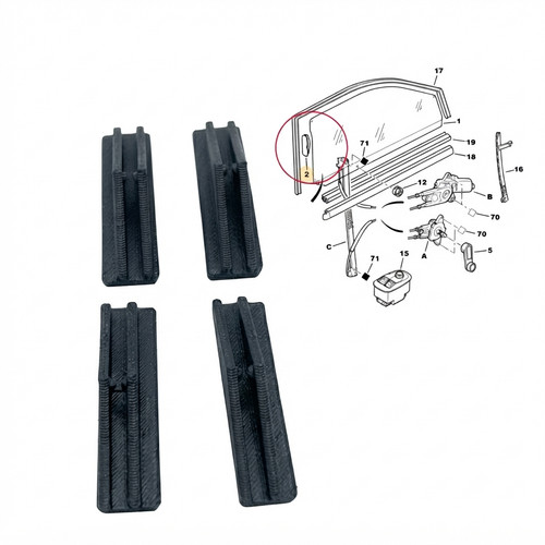 Clips guidage vitre gauche - de,