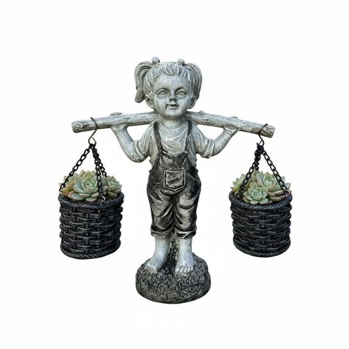 Statue fillette planteuse - statue,