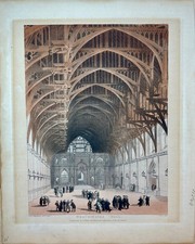 ‘Westminster Hall’ - Pugin & Rowlandson, J Bluck aquatint 1809 print
