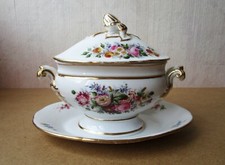 Superb 19th Century Paris Porcelain Sausage Decor Painted Enhanced Fine Gold Flowers