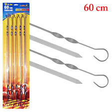 10X Brochettes à viande INOX larges pour barbecue - 60CM - Shashlik Kebab bbq