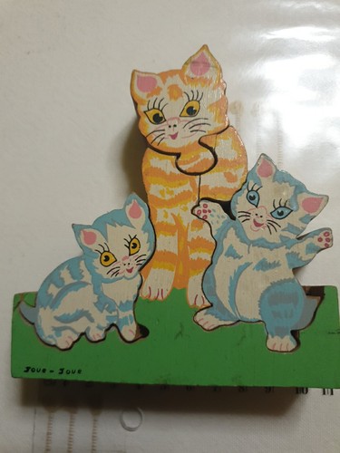 Puzzle bois jouet ancien chat - puzzle,
