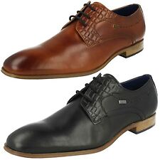 Mens Bugatti Cognac/Black Leather Formal Lace Up Shoes:311-25202