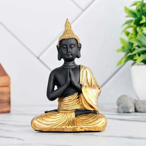 Statue bouddha noir doré - statue,
