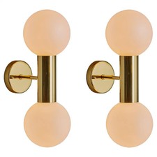 Pair of 1970s Motoko Ishii Opaline Glass Double Sconces for Staff Leuchten