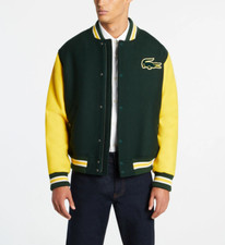 LACOSTE L!VE BLOUSON style TEDDY (T.52-M/L) JAUNE/VERT - NEUF AVEC ÉTIQUETTES