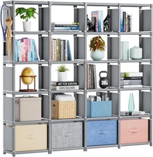 DIY Grid Shelf Bookshelves 5 Cube Storage Organizer Portable Vertical Shelves