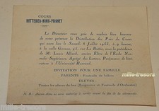 INVITATION pour la DISTRIBUTION des PRIX 1933 : Cours HATTEMER BIAIS PRIGNET