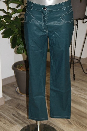 Pantalon simili cuir - cuir, bleu