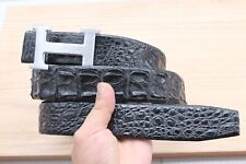 Black Alligator CROCODILE Print Leather SKIN Men's Belt - W 1.5"