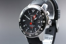 [Near MINT] SEIKO Sportura Kinetic GMT 5M85-0AA0 Black Dial Men From JAPAN W681