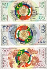 2025 BRICS Summit Advertised Global Banknote 50, 100 and 200 Units UNC