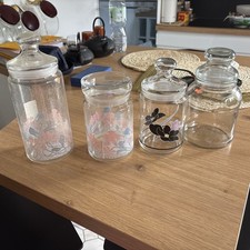 4 bocaux pots en verre fleurs