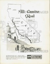 1978 Press Photo Map of El Camino Real in California - lra38372