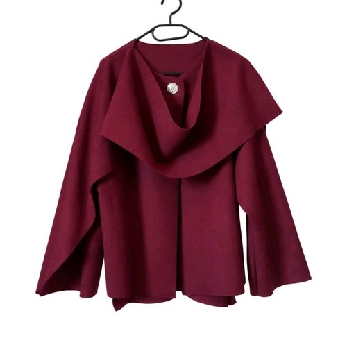 Veste cape femme bordeaux col