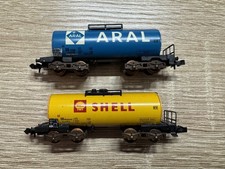 2 Minitrix Wagon-Citerne Métallique Shell Et Aral En Bon État Échelle N