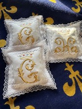 Lavender cushion wardrobe, antique linen, personalized gift monogram, delivery €0