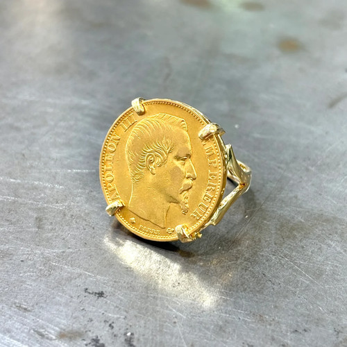 Bague pièce jaune 750 - or,