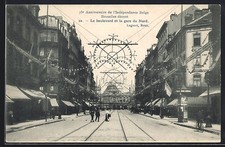 Old postcard Brussels, 75. Belgian Independence Birthday, Boulevard and Gar 