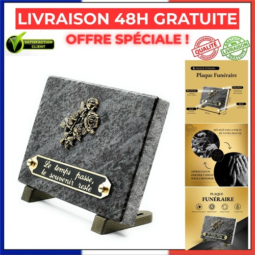 Plaque funéraire granit - , gris