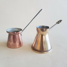 2 Antique Pink and Gold Copper Coffee Pots, Small Pots Kitchen Decor