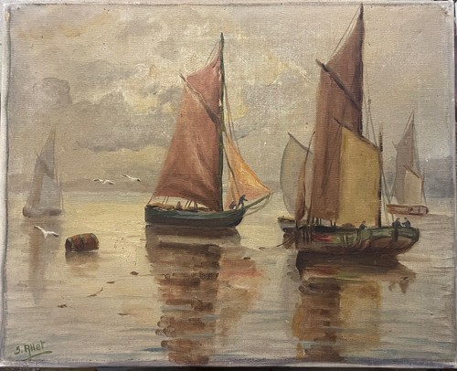 Huile sur toile marine école - sur,