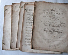 PARTITION PAPIER VERGÉ 1830 BEETHOVEN OP 18 QUATUORS 2 VIOLONS ALTO VIOLONCELLE