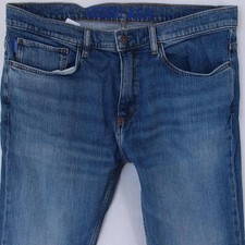 Hommes HUGO BOSS ORANGE ASH Ajusté Straight Élasthanne Bleu Jeans W34 L32