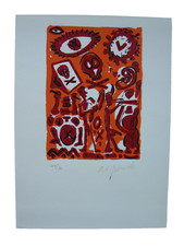 A: R. Penck (1939-2017) Session in Orange Original Serigraph Signed 1993