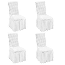 VEVOR Housse de chaise pliante en élasthanne extensible 4 pcs jupe mariage blanc