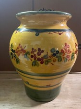 11" Large Terre Souleo Provence France Pottery Yellow Vase/Jar/Pot