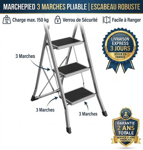 Escabeau pliable marches - escabeau, 3