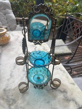 Grand Baguier Miroir porte montre à gousset  verre bleu émaux19 eme Napoléon III