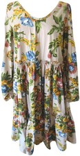 Ewa i Walla Bold Floral Print Cotton Dress w/ Ruffled Hem - PRICE DROPPED