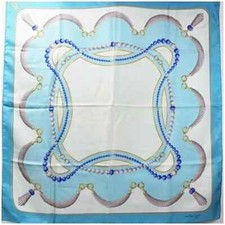 Foulard Cartier en soie bleu clair 35,4 x 35,4 pouces excellent état