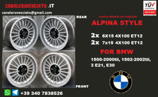 4 jantes alliage Alpina 6x15 + 7x15 BMW Série 3 e21 e30 1500 2000 1502 2002 tii