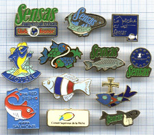 Lot de Pins Poissons Pêche Sensas Club FRANCE tricolore CSP Amorçe Carpe Fishing