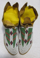 VERY NICE PAIR OF OLD CHEYENNE BEADED MOCCASINS--NR!