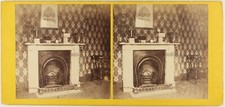 Vintage Photo Stereo Antique Home Fireplace c1880