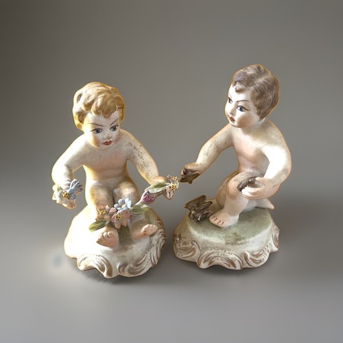 Paire sujets enfants putti - enfants,