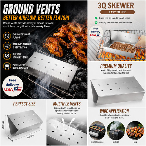 Bbq smoker box stainless - smoker, steel