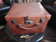 Ancienne Malle de Voyage/à Chapeau en Bois/Cuir/Tissu Années 20/30