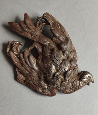 Ancien sculpture Presse papier oiseau mort en métal porte bonheur cadeau de Noël