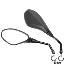 A-Pro Set Rétroviseurs Miroirs Moto Scooter Latéraux Universel 10mm Noir