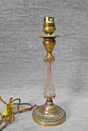 Bougeoir pied lampe bronze - bougeoir,