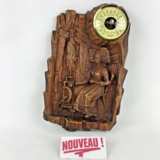 Cute Antique Wooden Wall Barometer Vintage 27cm Aneroid Weather Instrument