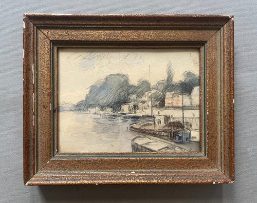 Péniches quai dessin - péniches, quai,