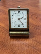 ELEGANT Le Coultre 8 Days FOLDING ALARM TRAVEL CLOCK Modern SWISS Luminous HANDS