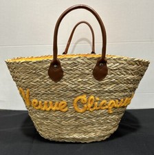 VEUVE CLICQUOT CHAMPAGNE SEAGRASS STRAW BASKET TOTE BEACH BAG